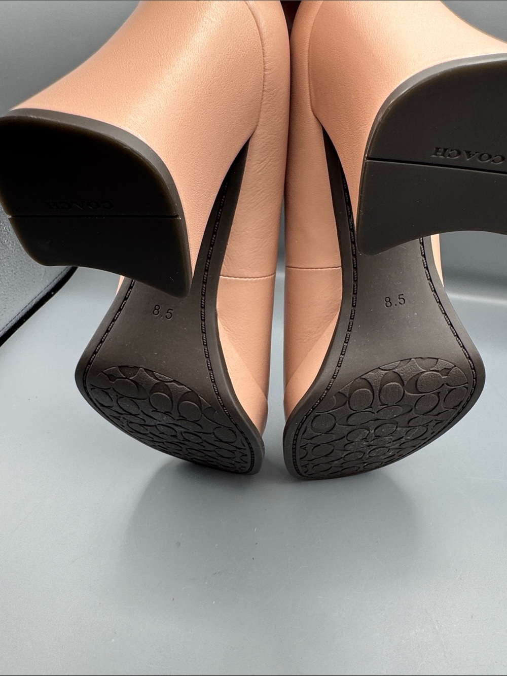 Coach Sculpted C Leather Platform Block Heel Pump Square ToePale Blush - Picture 5 of 5